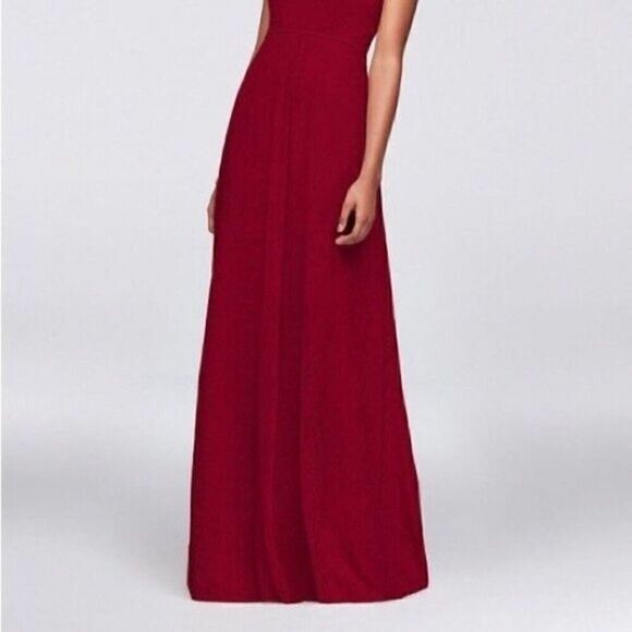 Allover Lace A-Line women long Dress F19635 color apple, red, XS - Picture 3 of 16